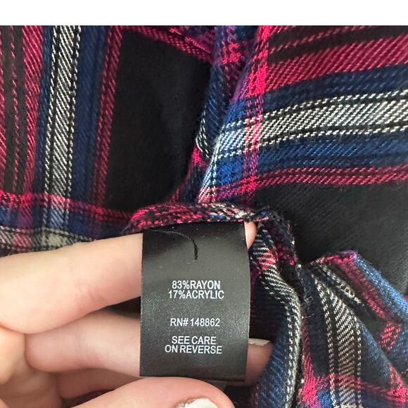 Torrid Black Plaid Button Down Shirt 3 3X Fall Autumn Country - Picture 4 of 7